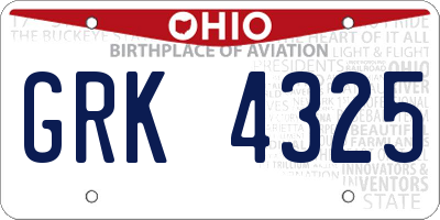 OH license plate GRK4325