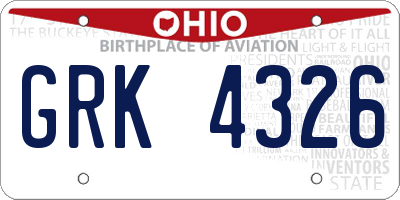 OH license plate GRK4326