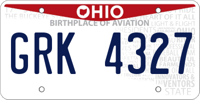 OH license plate GRK4327