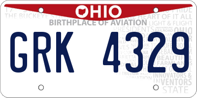 OH license plate GRK4329