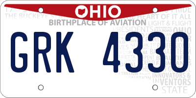 OH license plate GRK4330