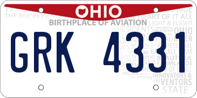 OH license plate GRK4331