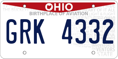 OH license plate GRK4332