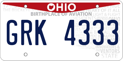 OH license plate GRK4333