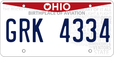 OH license plate GRK4334