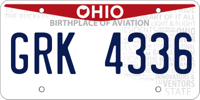 OH license plate GRK4336