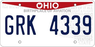 OH license plate GRK4339