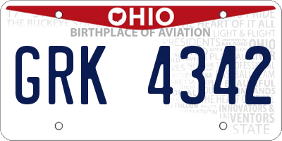 OH license plate GRK4342