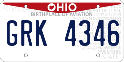 OH license plate GRK4346