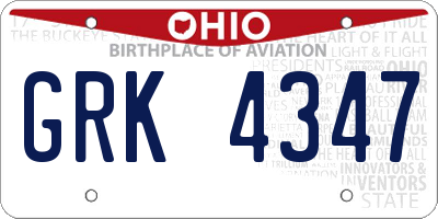 OH license plate GRK4347