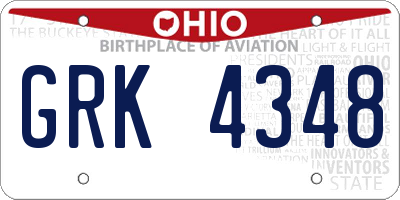 OH license plate GRK4348