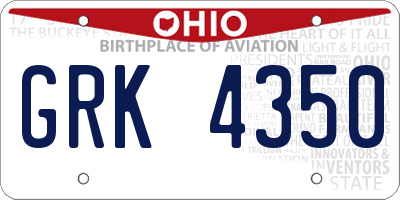 OH license plate GRK4350