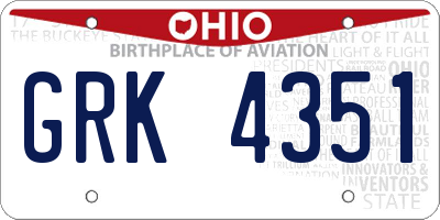 OH license plate GRK4351