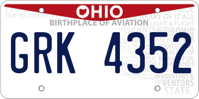 OH license plate GRK4352