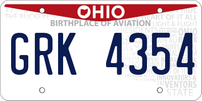 OH license plate GRK4354