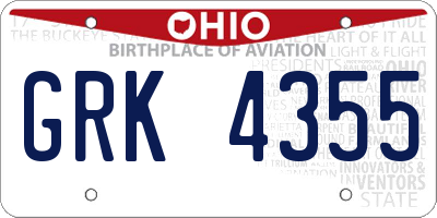 OH license plate GRK4355