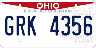 OH license plate GRK4356