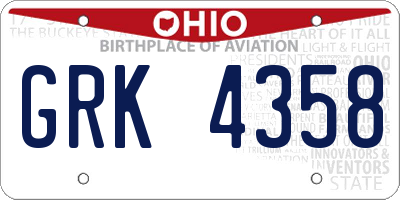 OH license plate GRK4358