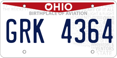 OH license plate GRK4364