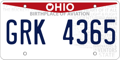 OH license plate GRK4365