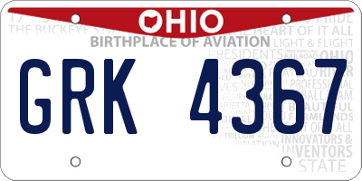 OH license plate GRK4367