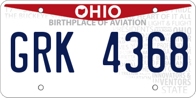 OH license plate GRK4368