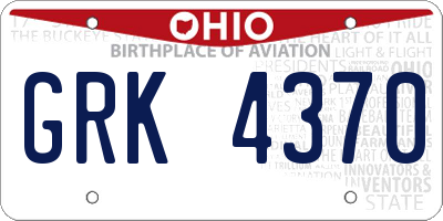 OH license plate GRK4370
