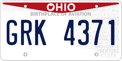 OH license plate GRK4371