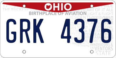 OH license plate GRK4376