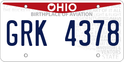 OH license plate GRK4378