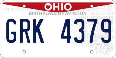 OH license plate GRK4379
