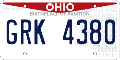 OH license plate GRK4380