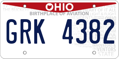 OH license plate GRK4382