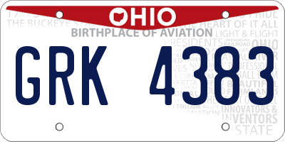 OH license plate GRK4383