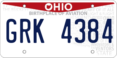 OH license plate GRK4384
