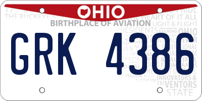 OH license plate GRK4386