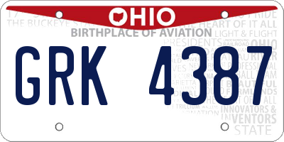 OH license plate GRK4387