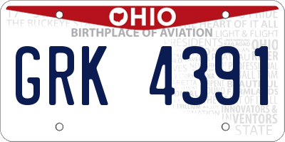 OH license plate GRK4391