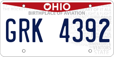 OH license plate GRK4392