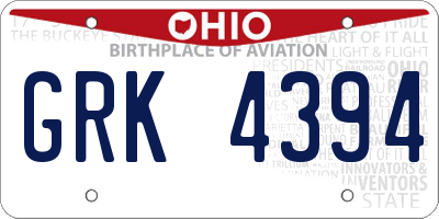 OH license plate GRK4394