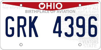 OH license plate GRK4396