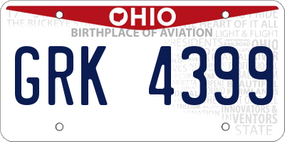 OH license plate GRK4399