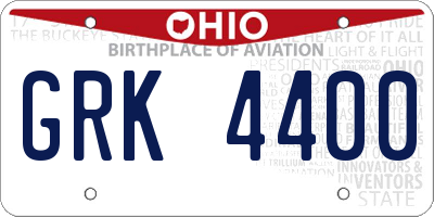 OH license plate GRK4400