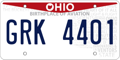 OH license plate GRK4401