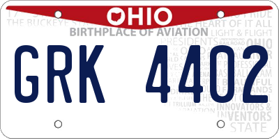 OH license plate GRK4402