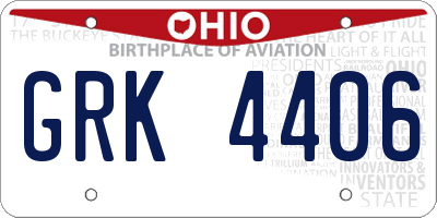 OH license plate GRK4406