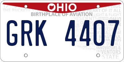 OH license plate GRK4407