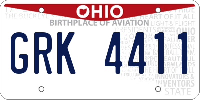 OH license plate GRK4411
