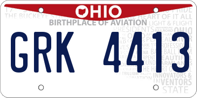 OH license plate GRK4413