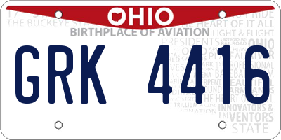 OH license plate GRK4416